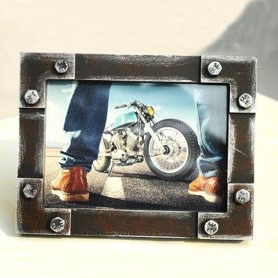Vintage Industrial Style Creative Wooden Old Antique Iron Single Picture Frames Table Display Home Decor Frames Birthday Gifts