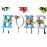 American Retro Wooden LOVE Letter Wall Hanging Hooks Ornaments Coat Iron Hanger Hook Decorative Hook Home Decoration Craft Gifts