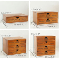Retro Wooden Storage Box Home Office Desktop 4-layer Drawer Ornaments Multi-function Storage Cabinet Home Decoration Crafts Gift