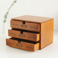 Caja de almacenamiento de madera Retro, escritorio de oficina en casa, adornos de cajón de 4 capas, gabinete de almacenamiento multifunción, decoración del hogar, manualidades, regalo