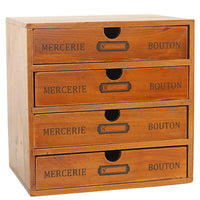 Caja de almacenamiento de madera Retro, escritorio de oficina en casa, adornos de cajón de 4 capas, gabinete de almacenamiento multifunción, decoración del hogar, manualidades, regalo