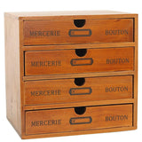 Retro dřevěný úložný box Domácí kancelář Desktop 4vrstvá zásuvka Ozdoby Multifunkční úložná skříň Domácí dekorace Řemesla Dárek