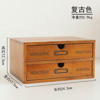 Retro drevený úložný box Domáca kancelária Desktop 4-vrstvový zásuvkový modul Ozdoby Multifunkčný úložný box Domáca dekorácia Remeslá Darček