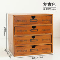 Ρετρό ξύλινο κουτί αποθήκευσης Home Office Desktop 4 στρώματα συρτάρι στολίδια Πολυλειτουργικό ντουλάπι αποθήκευσης σπιτιού διακόσμηση χειροτεχνία δώρο