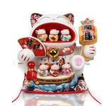 Alcancía de gran tamaño de gato de la suerte de cerámica creativa de 14 pulgadas que abre adornos de Feng Shui accesorios de decoración del hogar regalos de artesanía de negocios