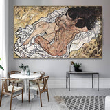الفنان إيغون شيل عاريا احتضان الفن التجريدي نمط قماش طباعة اللوحة ملصق جدار الصور