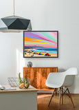 AI art colorful painting of santamonica beach California USA 2