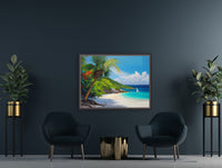 AI art colorful painting of Trunk Bay beach St John US Virgin Islands 3