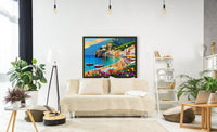 AI art colorful painting of amalfi coast beach Italy 1